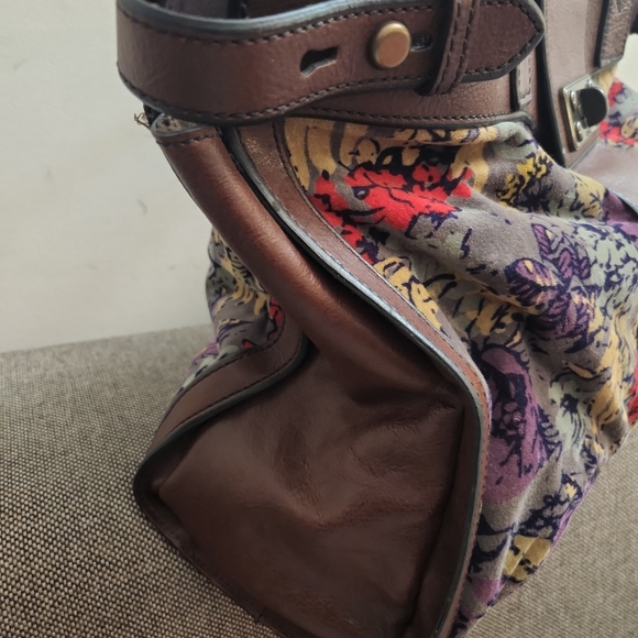 FOSSIL Vintage Reissue Large Leather/Tapestry Weekender Large maxi Tote … - Picture 5 of 7